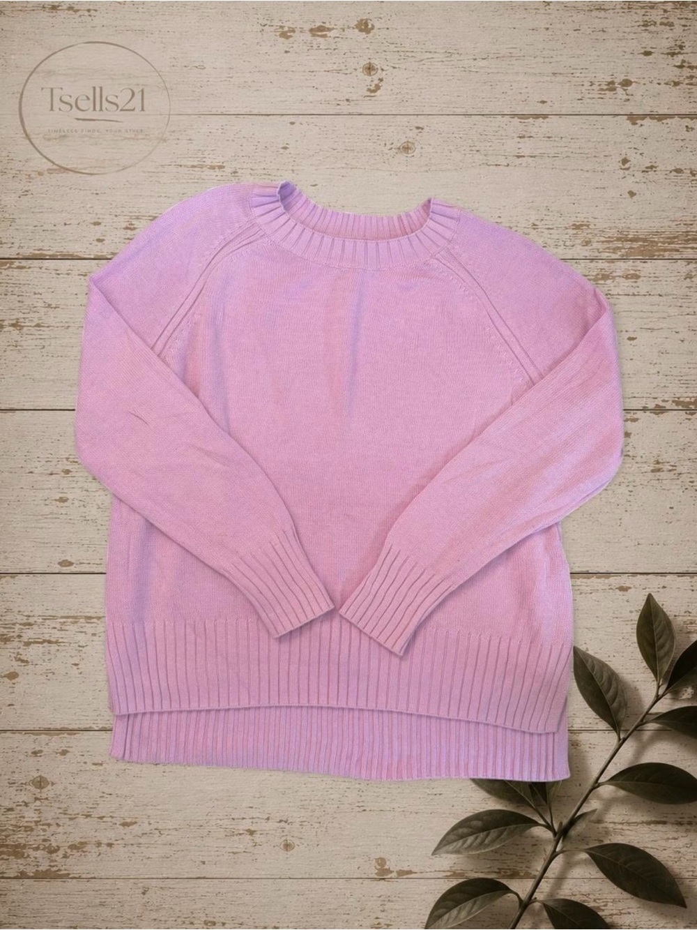 Old Navy Pastel Pink Cotton Blend Ribbed Crewneck Sweater - Size L